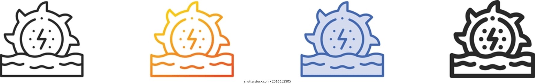 hydro power icon.Thin Linear, Gradient, Blue Stroke and bold Style Design Isolated On White Background