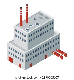 Hydro Power Isometric. Hydroelectric Power Plant. Alternative Energy Concept, Factory Electric. Water Power Station. Vector Illustration