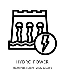 Hydro Power Outline Icon Mini Illustration, Use For Modern Concept, Print, Ui, Ux Kit, Web And App Development. Vector Related To Green Technology And More