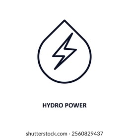 hydro power outline icon.  Thin line icon from ecology collection. Editable vector isolated on white background