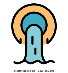 Icono de tubería de energía hidroeléctrica. Contorno de tubería de energía hidráulica de Vector de color de icono plano aislado