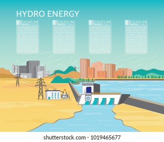 Hydro Power Plant, Hydro Energy With Dam And Hydro Turbine Generate The Electric To The City And Industrial