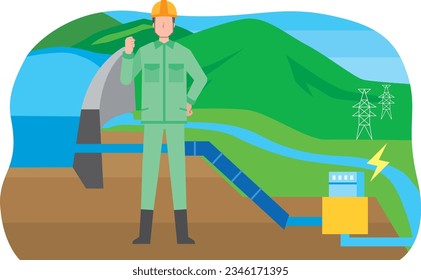 Hydro power plant and male worker