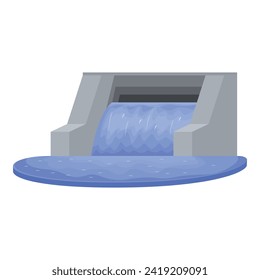 Hydro power station dam icon cartoon vector. Water plant. Fall water