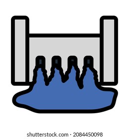 Hydro Power Station Icon. Editable Bold Outline With Color Fill Design. Vector Illustration.