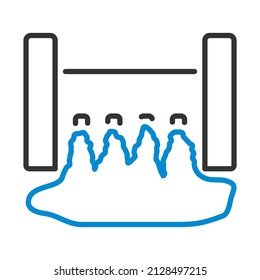 Symbol für Wasserkraftwerke Bearbeitbare, fette Rahmenlinie mit Farbfülldesign. Vektorgrafik.
