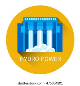 Hydro Power Station Icon Flat Vector Illustration