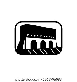 Wasserkraftwerk-Symbol einzeln auf weißem Hintergrund
