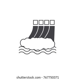 Hydro Power Station Icon On White Background