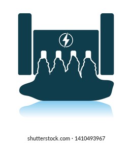 Hydro Power Station Icon. Shadow Reflection Design. Vector Illustration.