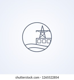 Hydro power station, vector best gray line icon on white background , EPS 10