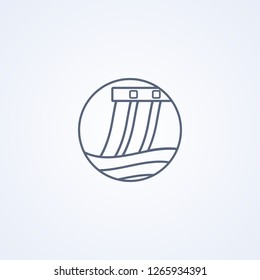 Hydro power station, vector best gray line icon on white background , EPS 10