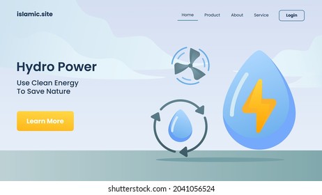 hydro power use clean energy to save nature for website template landing homepage flat isolated background