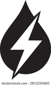 Hydro power water drop lightning bolt renewable energy vector icon