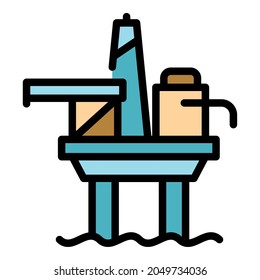 Icono de la plataforma de perforación hidromarina. Esbozo de la plataforma hidromarina de perforación de pozos vectores color plano aislado