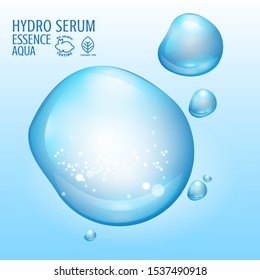 Hydro serum ,Essence and Aqua drop background skin care concept with copy space