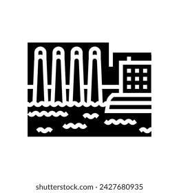 hydro station hydroelectric power glyph icon vector. hydro station hydroelectric power sign. isolated symbol illustration