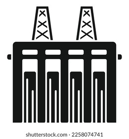 Icono de estación hidráulica vector simple. Energía hídrica. Generador de ríos