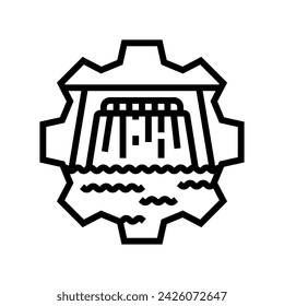 Wasserkraft-Technologie-Wasserkraft-Leitung-Symbol-Vektor. Wasserkraft-Energie-Zeichen. Isolierte Kontur-Symbol schwarze Illustration