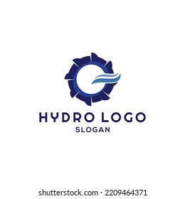 Hydro Wheel For Hydroelectric Power Logo Vector. Icon For Water Dam Machine Engineering Water Power Energy. Smart Futuristic Pelton Wheel And Gear Tech Innovation. Apply To Web Site App Business Brand