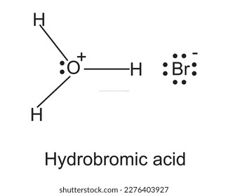 hydrobromic acid chemical structure. Hydrogen bromide HBr structure consisting of bromine and hydrogen , structural formila suitable for education isolated on a white background 