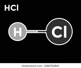 hydrochloric acid molecul, chemistry, vector illustration 