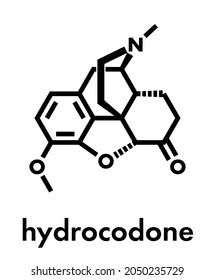Hydrocodone narcotic analgesic drug molecule. Also used as cough medicine. Skeletal formula. svg