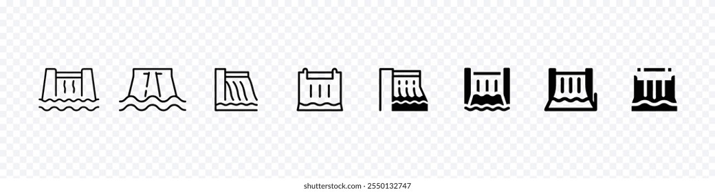 Hydroelectric dam color icon. hydroelectric power plant icon, modern hydropower, dam outline, Hydroelectric dam linear icon. Water energy plant