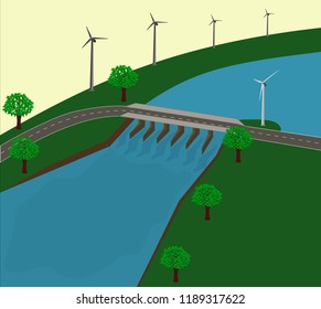 a hydroelectric dam generating power and electricity