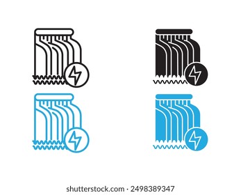 Hydroelectric dam icon black and white vector outline sign