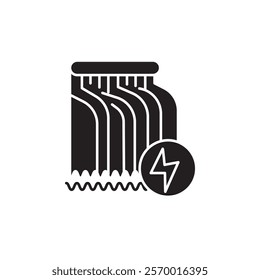 Hydroelectric dam icon black and white vector outline sign