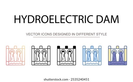 Hydroelectric Dam icon design with white background stock illustration