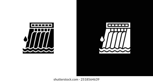 Hydroelectric dam icon Flat fill set collection