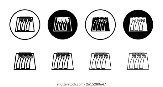 Hydroelectric dam icon Flat simple outline set