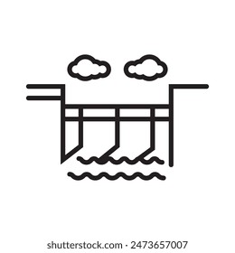 Hydroelectric Dam Icon Ideal for Renewable Energy and Environmental Themes