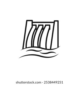 Hydroelectric dam icon Isolated flat vector in outline