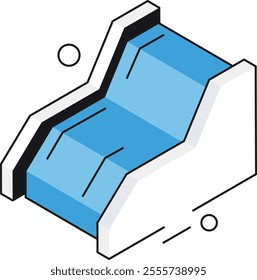 Hydroelectric dam icon in isometric style, representing renewable energy and water conservation.
