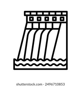 Hydroelectric dam icon linear logo mark in black and white