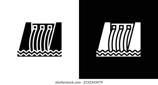 Hydroelectric dam icon linear logo isolated