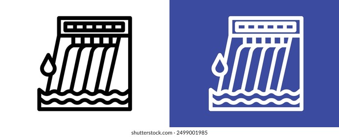 Hydroelectric dam icon logo sign set vector outline
