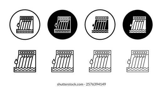 Hydroelectric dam icon logo sign set vector outline