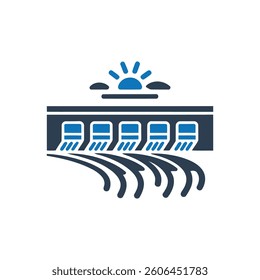 Hydroelectric Dam Icon On White Background