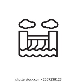 Hydroelectric dam icon Outline vector for web ui