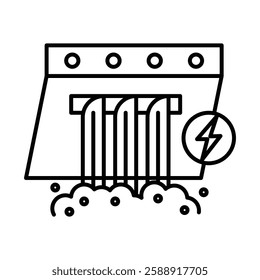 Hydroelectric dam icon Outline vector symbol sign