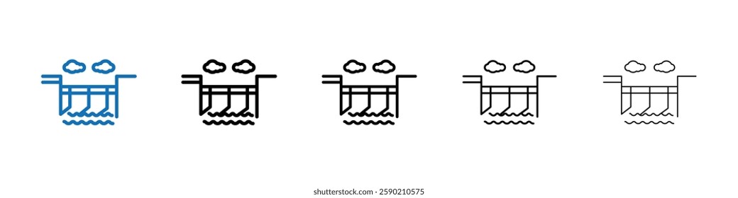 Hydroelectric dam icon Outline vector logo for web ui