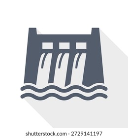 Icono de represa hidroeléctrica que representa la generación de energía renovable a base de agua.