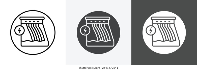 Hydroelectric dam icon set vector art