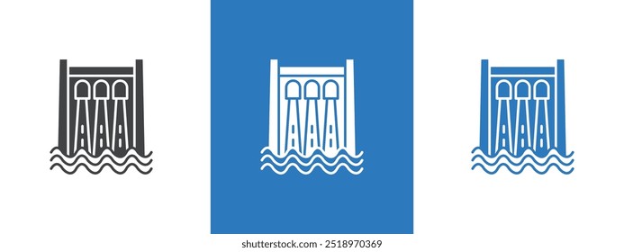 Hydroelectric dam icon thin line illustration