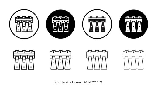 Hydroelectric dam icon Thin line illustration set