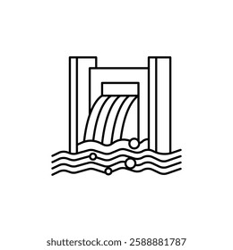Hydroelectric dam icon Vector logo set flat